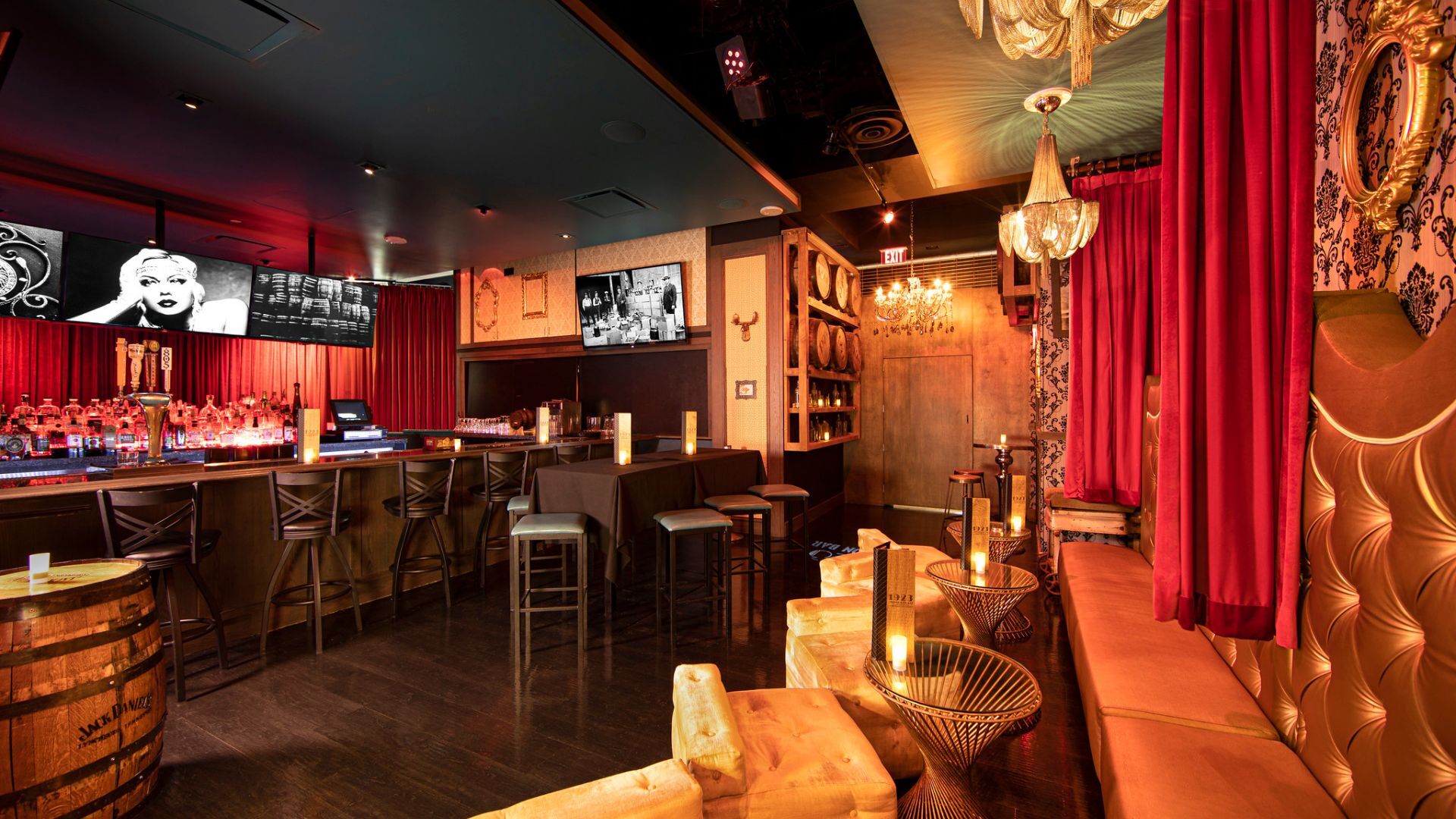 1923 prohibition bar in Vegas' picture of the bar with tv screens